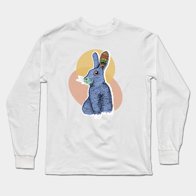 Lucky Bunny illustration Long Sleeve T-Shirt by Nat__ur